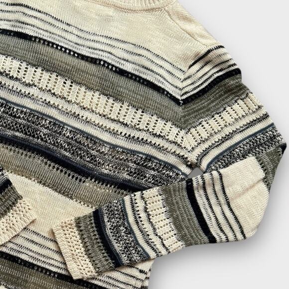 PINK ROSE GREEN AND CREAM LONG LINE KNIT CARDIGAN SWEATER CREAM OLIVE LARGE - Picture 5 of 9